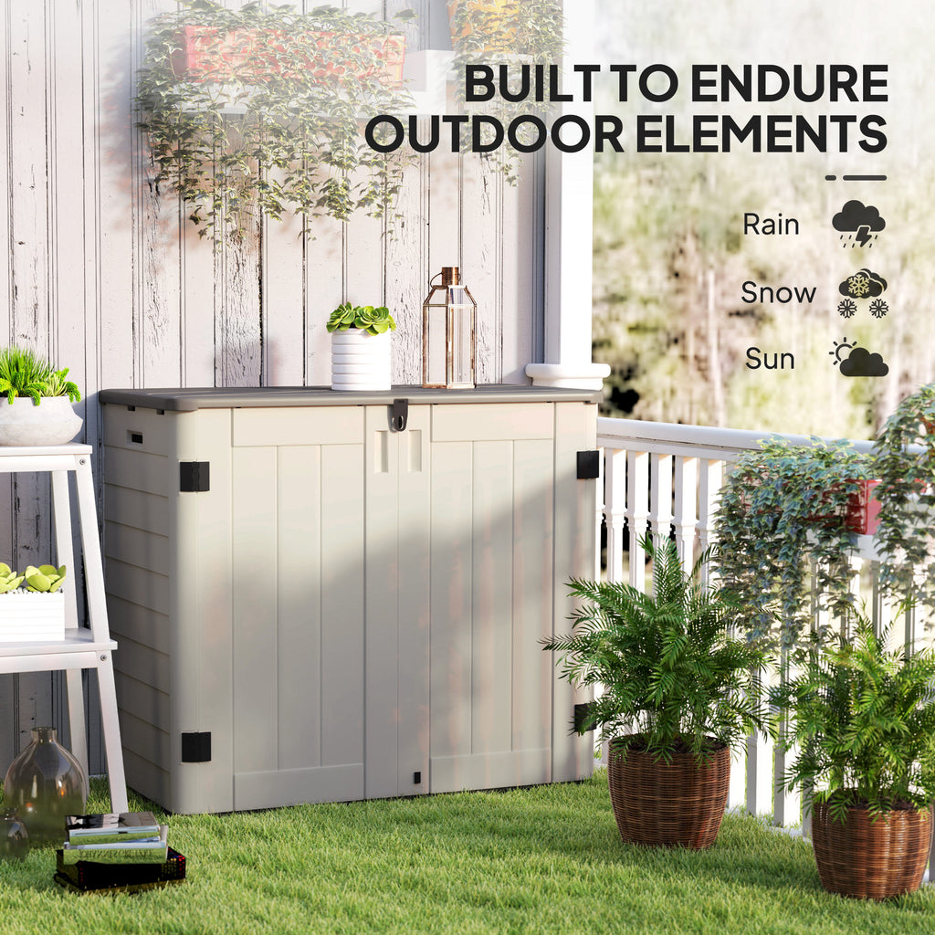 185 Gallon Outdoor Storage Cabinet with Openable Top and Lockable Doors for Lawnmower, Trash Can, Patio Accessories