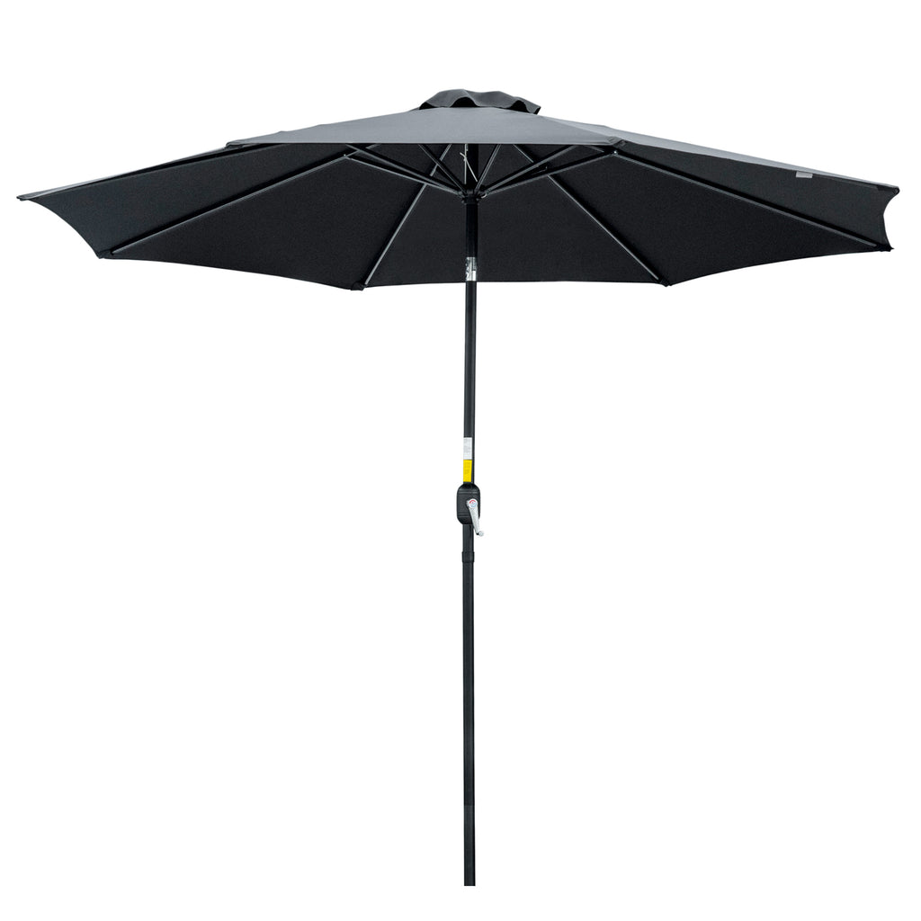 10' x 8' Round Market Umbrella, Patio Umbrella with Crank Handle and Tilt, Outdoor Parasol for Garden, Black