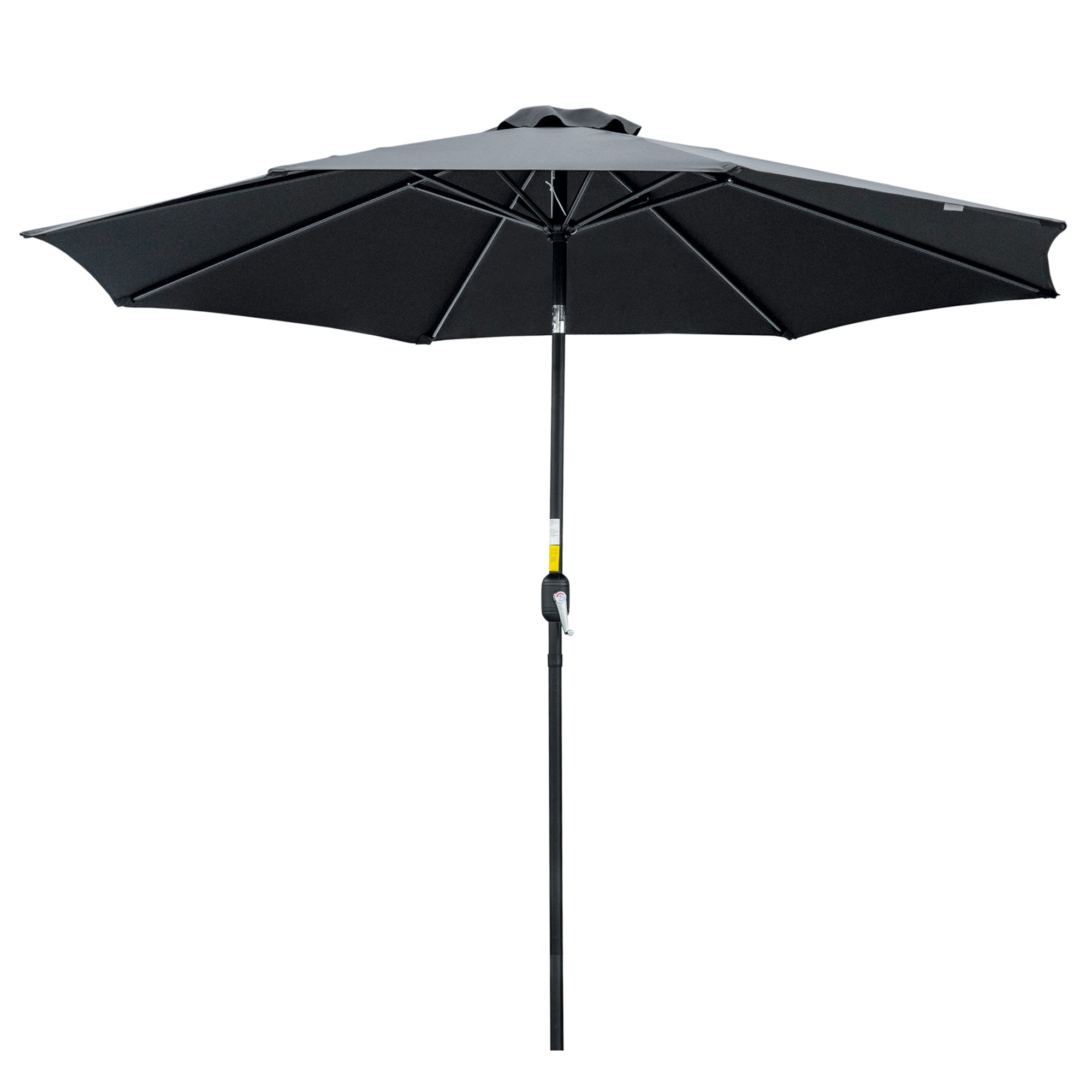 10' x 8' Round Market Umbrella, Patio Umbrella with Crank Handle and Tilt, Outdoor Parasol for Garden, Black