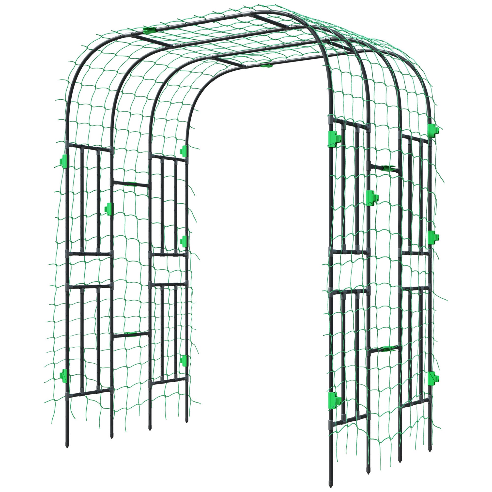 Arched Garden Trellis, 8 FT Tall Metal Plant Trellis Support with Trellis Netting for Climbing Plants