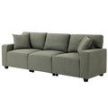 3 Seater Sofa with Storage Pockets, Modern Upholstered Couch with Pocket Springs, Green