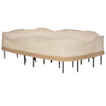 129.9-Inch Oval Patio Table and Chair Set Cover, Beige/Coffee Sofa Set