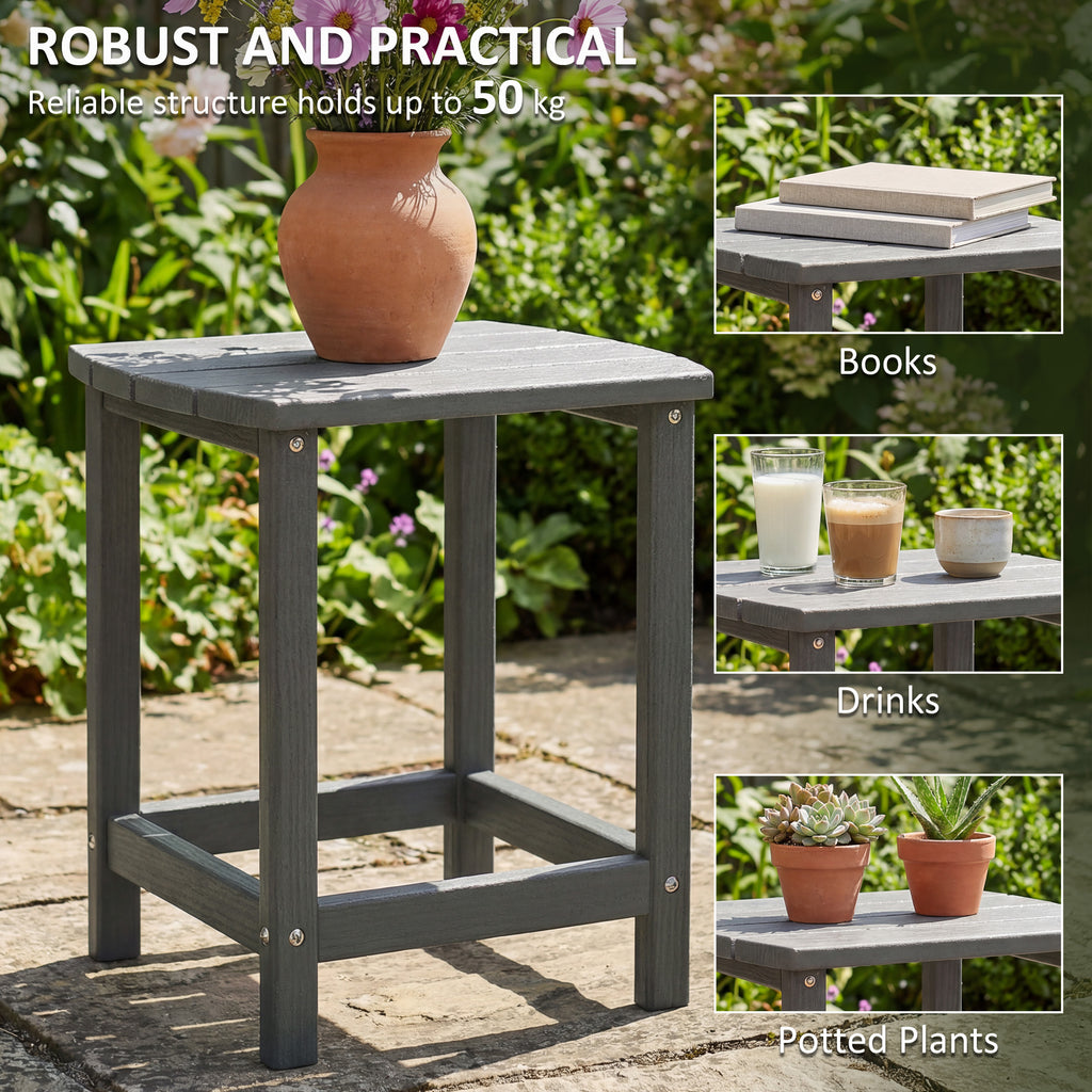 Outdoor Side Table, Adirondack Patio End Table for Garden, Pool, Backyard, Lawn, Beach, Indoor and Outdoor, Grey