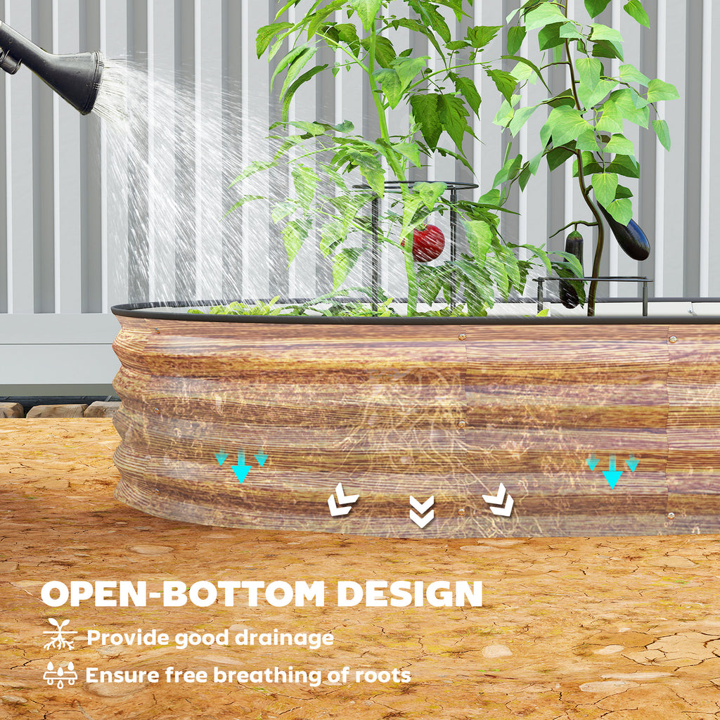5' x 3' x 1' Large Outdoor Planter Box, Galvanized Raised Garden Bed with Metal Plant Stake, Brown Wood Effect