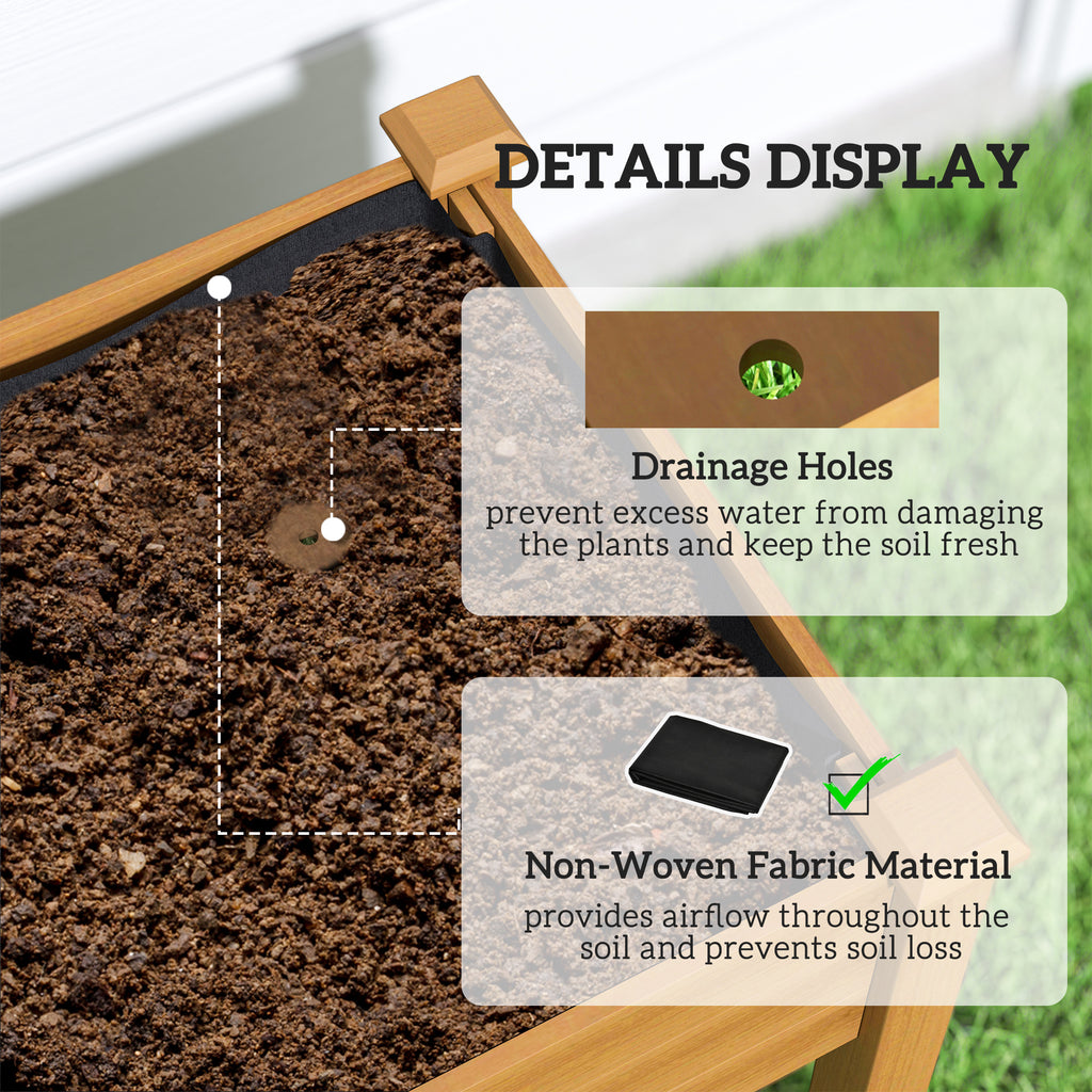 Raised Garden Bed with PE Greenhouse Cover Outdoor Elevated Wood Planter Box for Herbs and Vegetables Sand