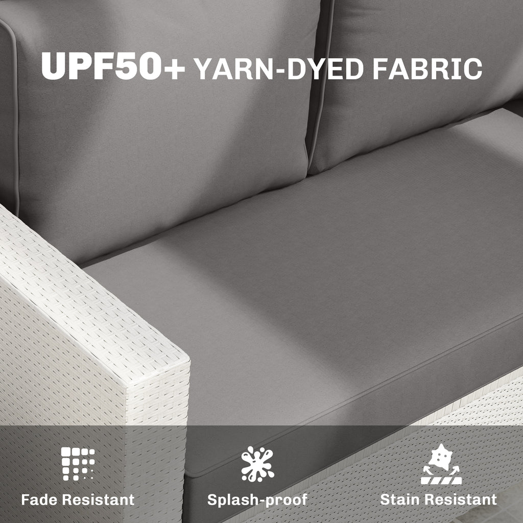 2 Seater Outdoor Seat Cushions with Backrest, Loveseat Double Sofa Outdoor Furniture Cushions, Light Grey