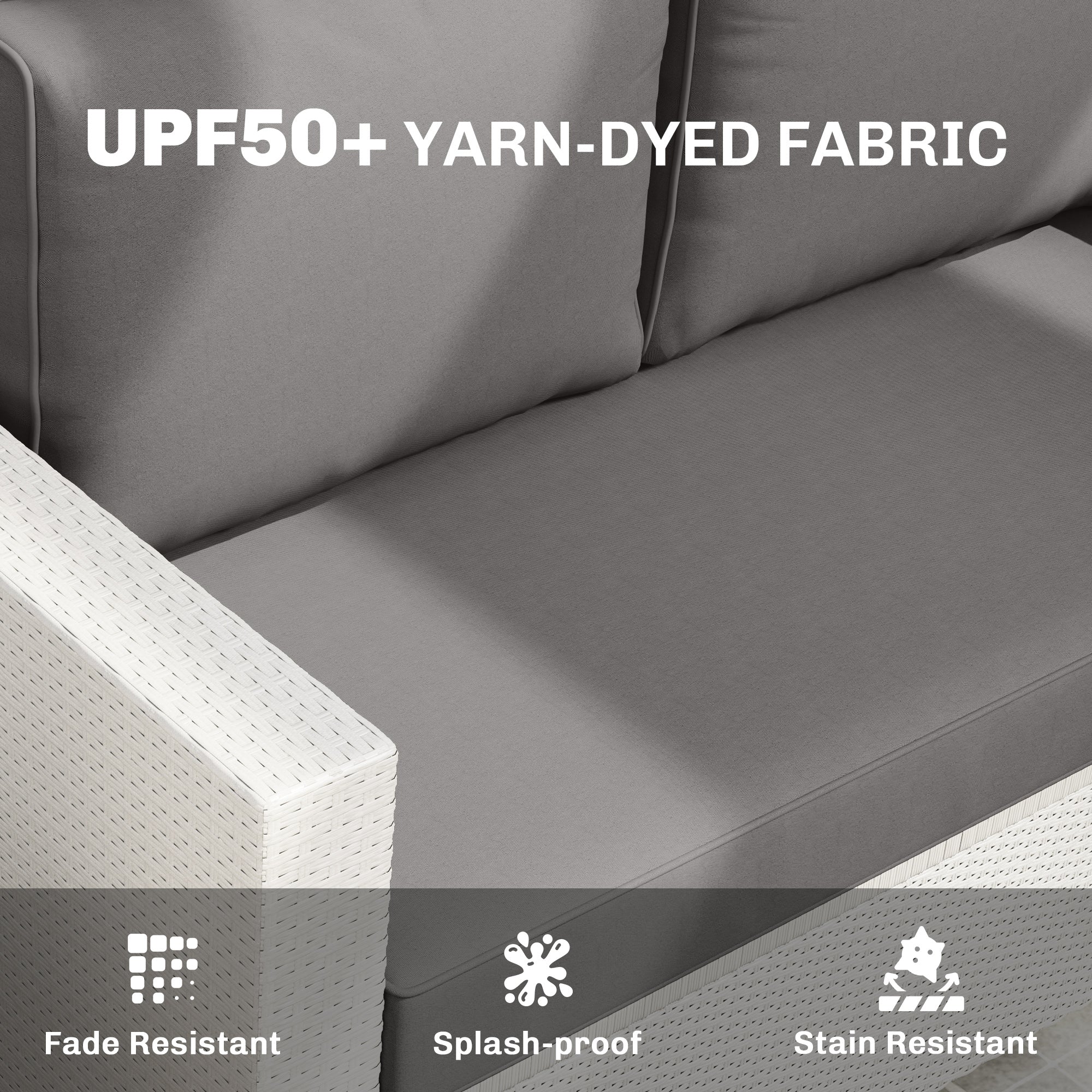 2 Seater Outdoor Seat Cushions with Backrest, Loveseat Double Sofa Outdoor Furniture Cushions, Light Grey
