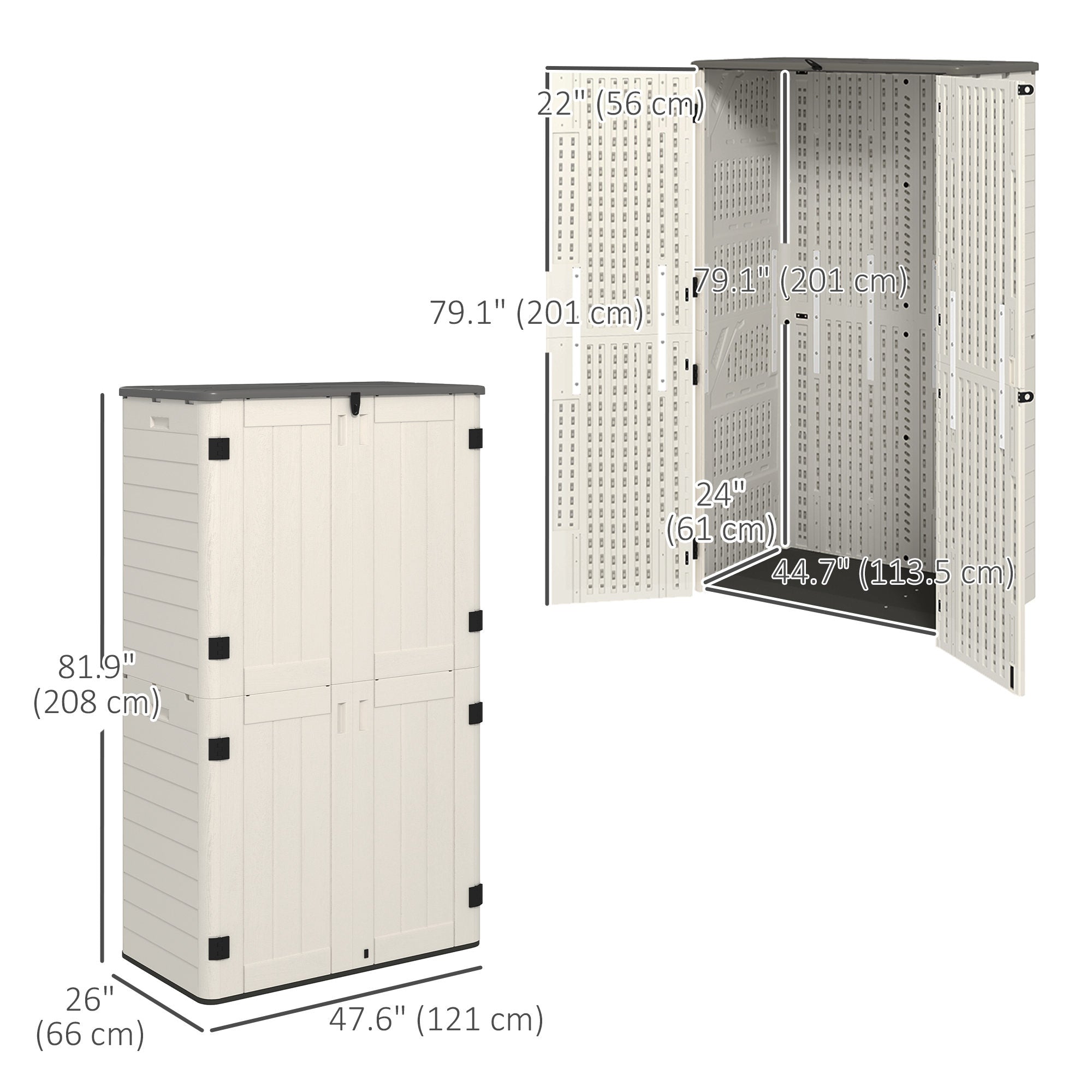 368 Gallon Outdoor Storage Cabinet with Openable Top and Lockable Doors for Lawnmower, Trash Can, Patio Accessories