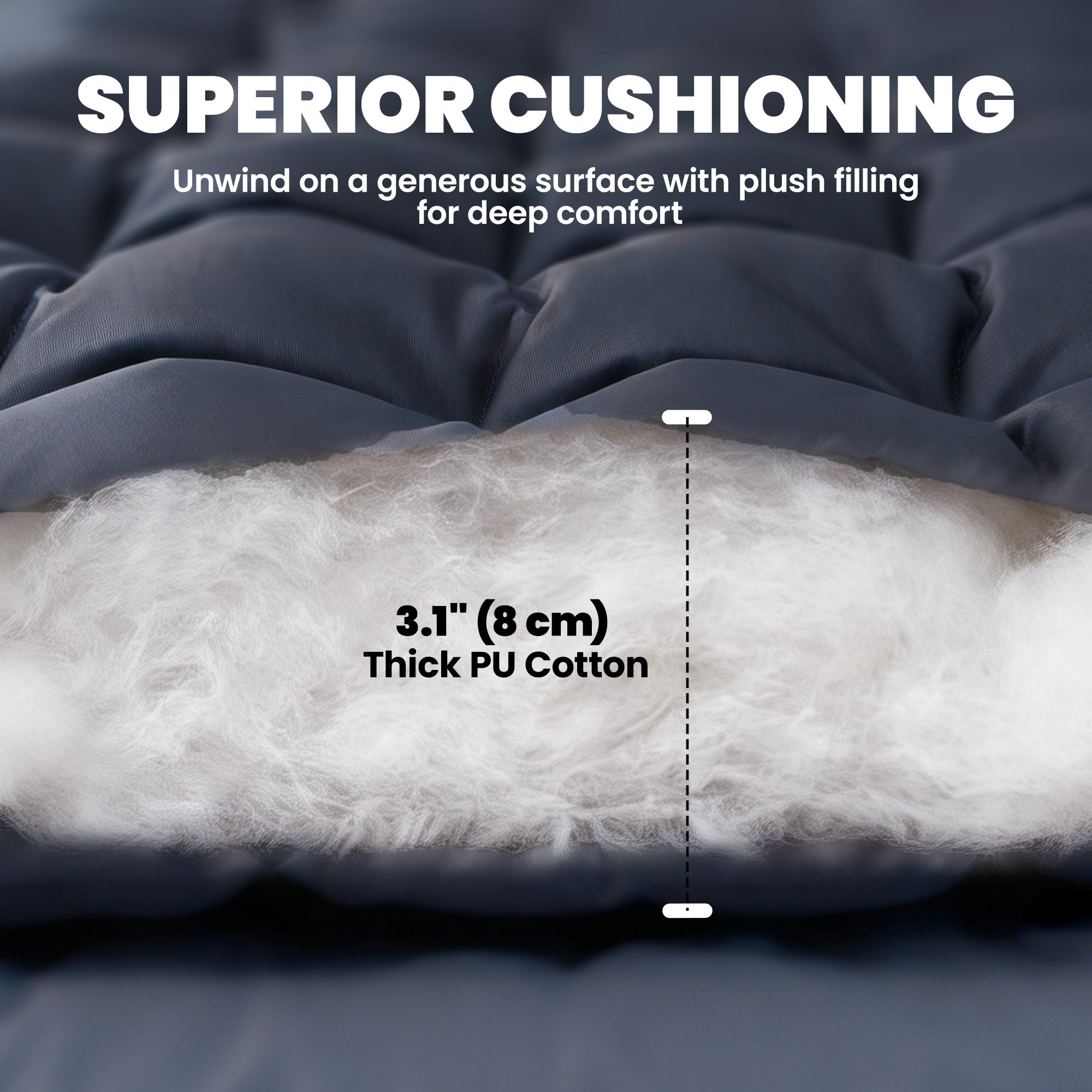 Sleeping Mat, Camping Mat Pad with Elastic Straps, Dark Grey