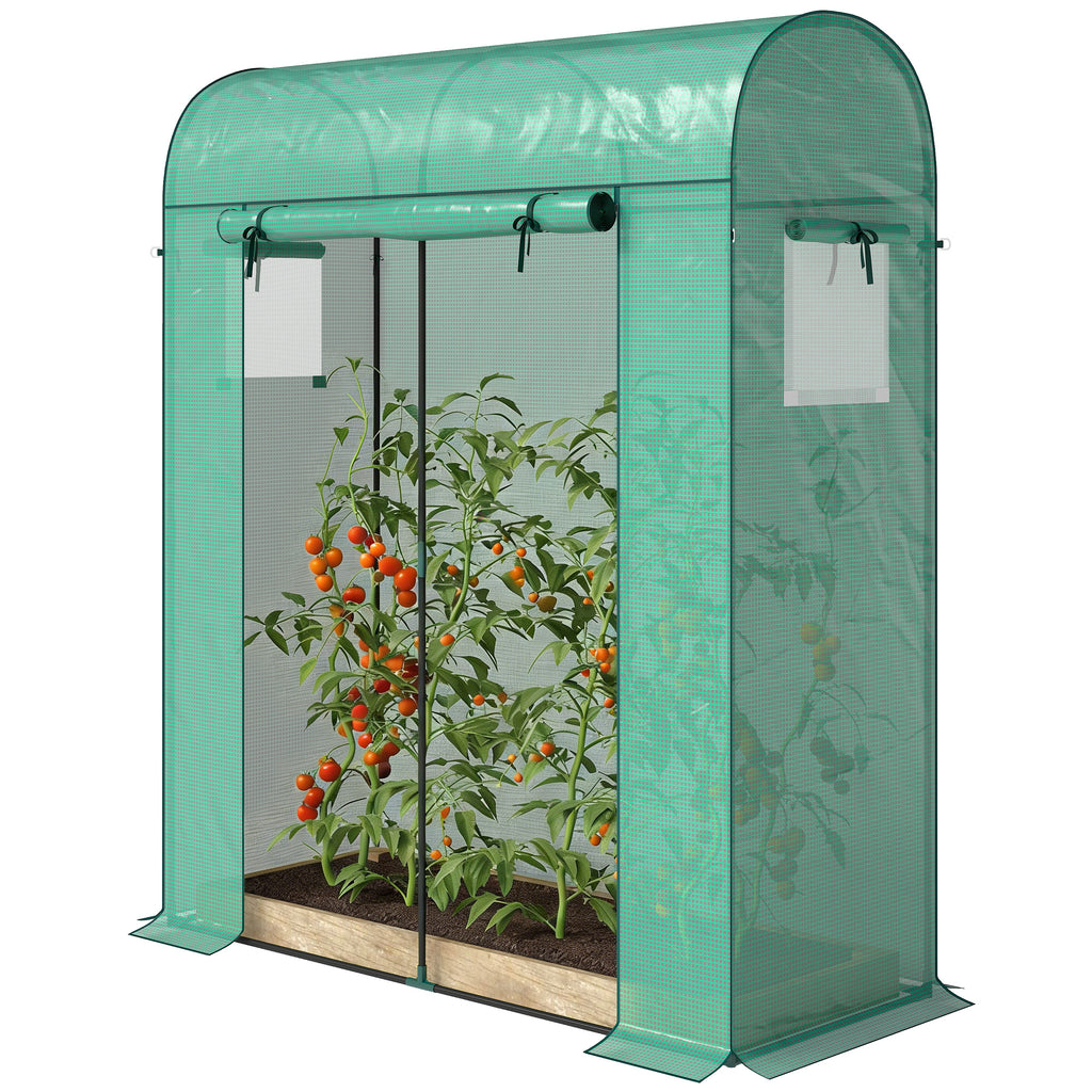 Mini Greenhouse, Portable Garden Green House with Roll-up Door and Mesh Windows, 6' x 2' x 6.6', Green