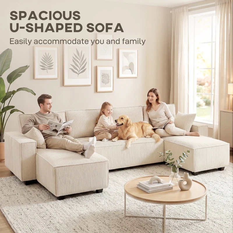 Modern modular U-shaped sofa in beige for spacious living room seating