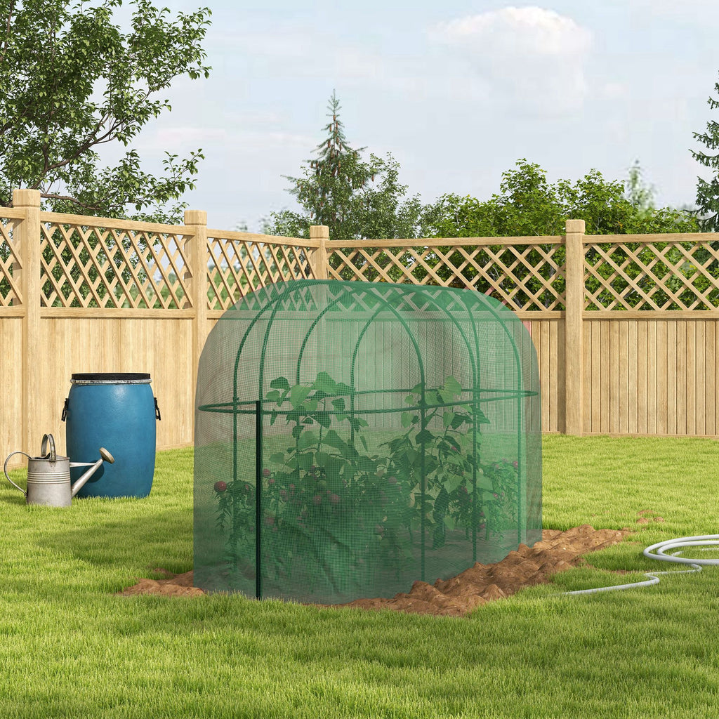 9.8' x 3.3' Plant Protector Tent, Crop Cage with Zipped Door and Ground Stakes for Garden, Yard, Lawn