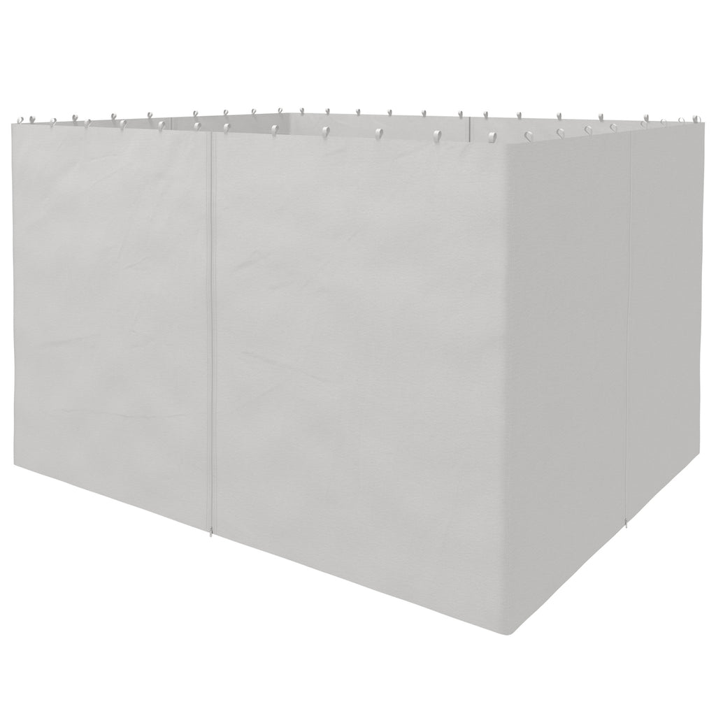 Gazebo Curtains, 10' x 12' Universal Replacement Privacy Curtain, 4-Panels Sidewall with Hooks/C-Rings, Light Grey