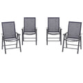4-Piece Folding Chair Set for Relaxing on Patio Balcony Garden, Comfortable Outdoor Furniture with Armrests, Dark Grey