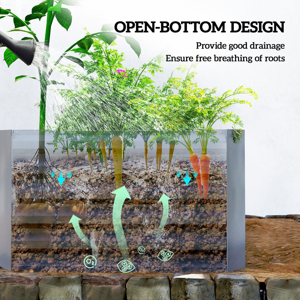 6' x 3' x 2' Raised Garden Bed, Galvanized Planter Box for Growing Flowers, Herbs and Vegetables, Light Grey