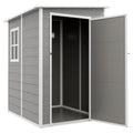 4x5 Lean to Garden Shed with Window Lockable for Garden Tool Storage Grey