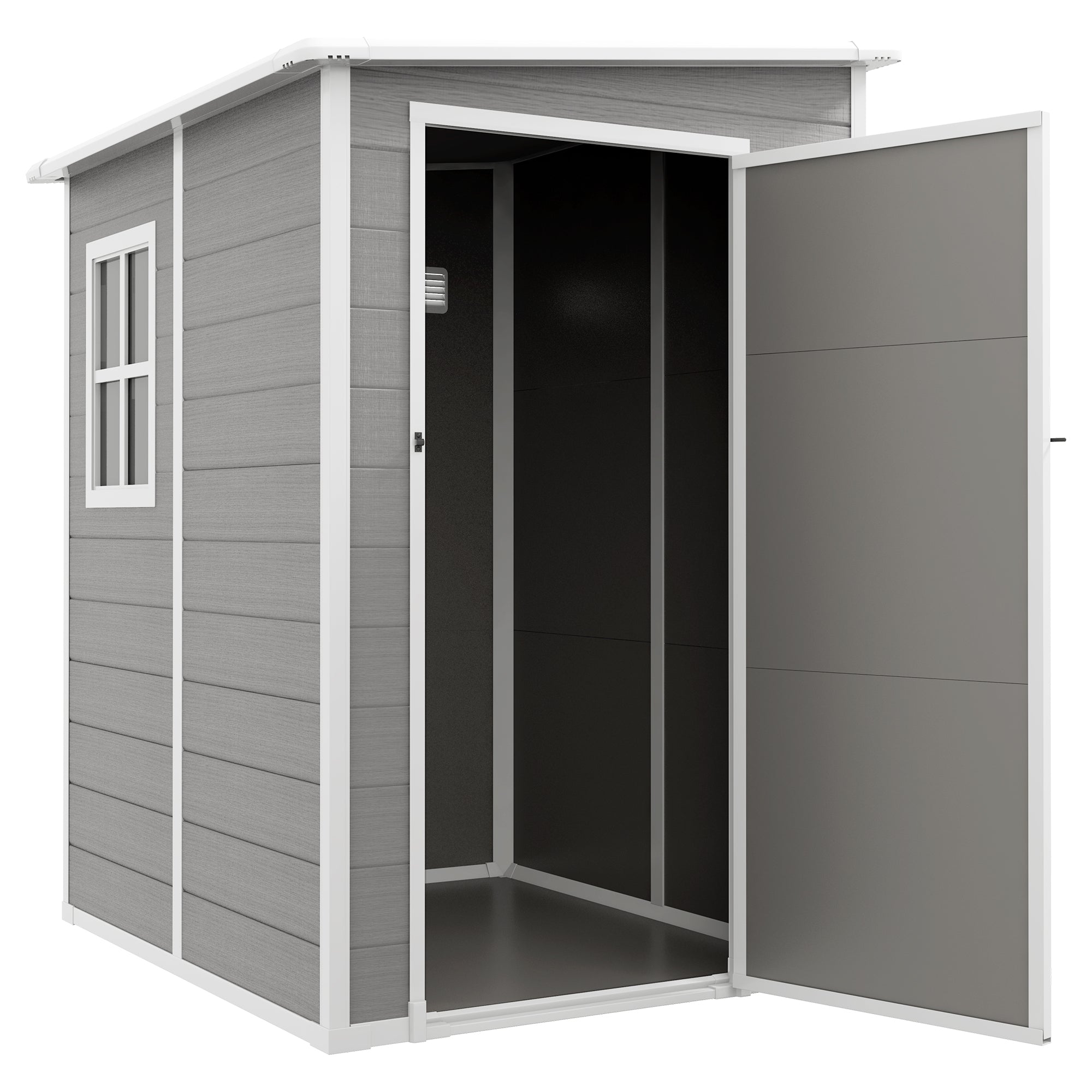 4x5 Lean to Garden Shed with Window Lockable for Garden Tool Storage Grey
