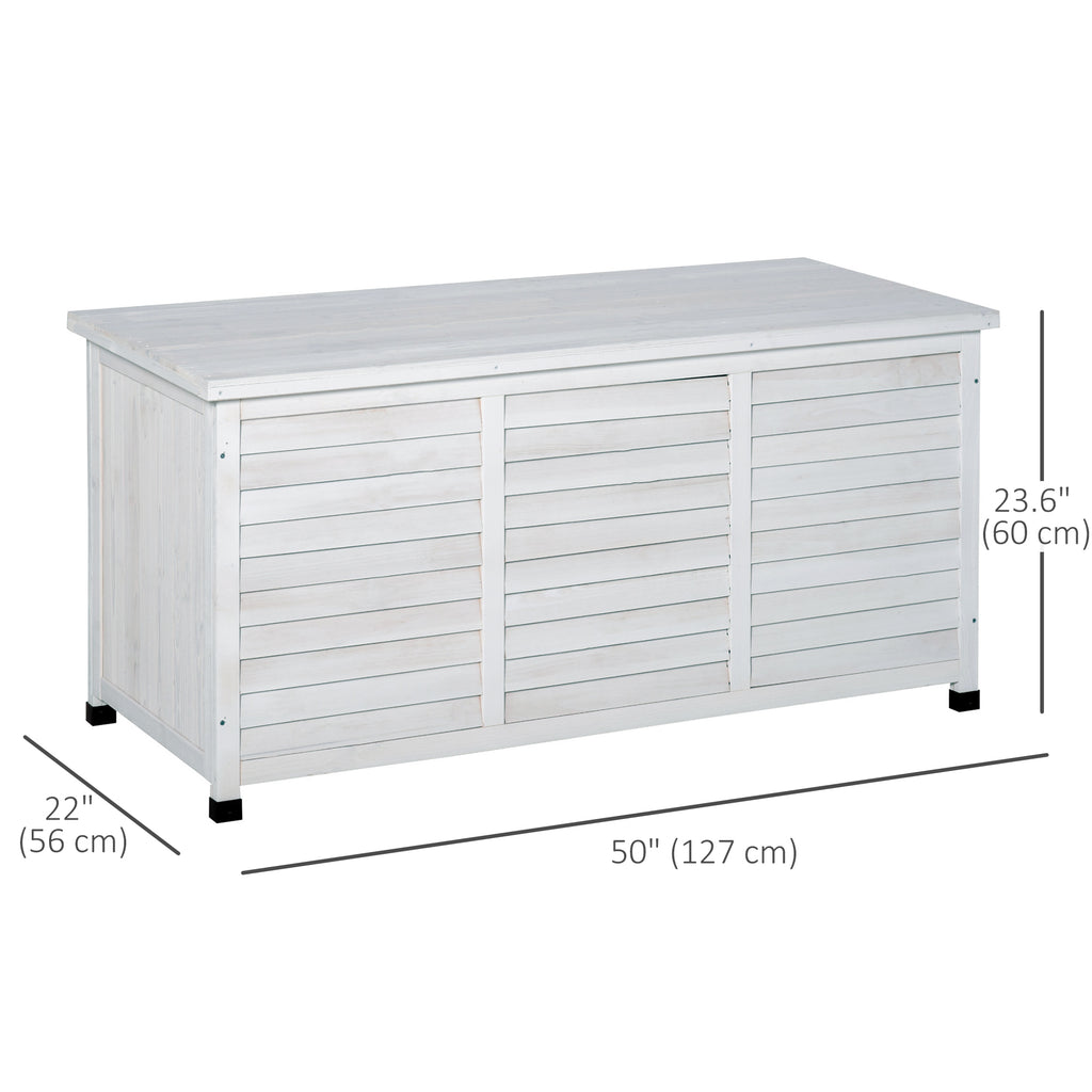 75 Gallon Wooden Storage Box patio Deck Box Bench, Garden Backyard Outdoor Storage Container with Aerating Gap & Weather-Fighting Finish, White