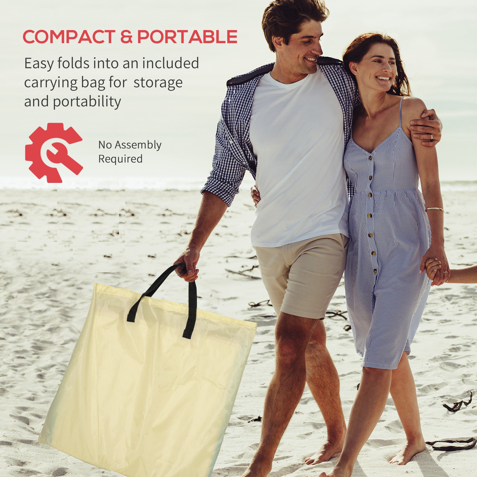 Set of 2 Beach Lounge Chair, Folding Ground Beach Mat w/ Adjustable Back, Steel Frame, Head Pillow and Carry Bag, Beige