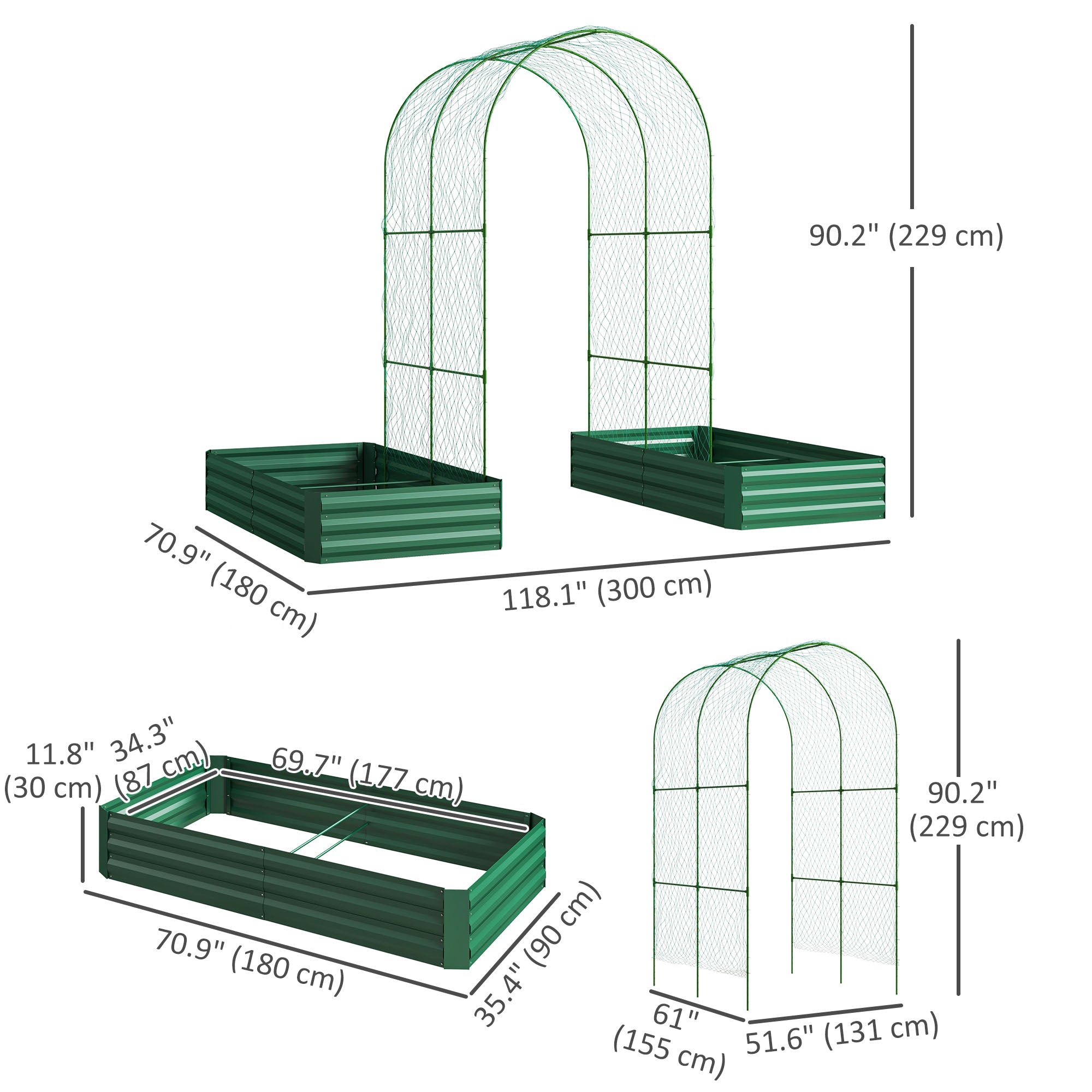 Metal Raised Garden Bed with Trellis for Climbing Plants, Galvanized Garden Bed Kit Outdoor Garden Box with Trellis