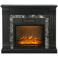 Electric Fireplace Mantel Wood Surround, Freestanding Fireplace Heater with Realistic Flame, Adjustable Temperature, Timer, Overheating Protection, and Remote Control, Black