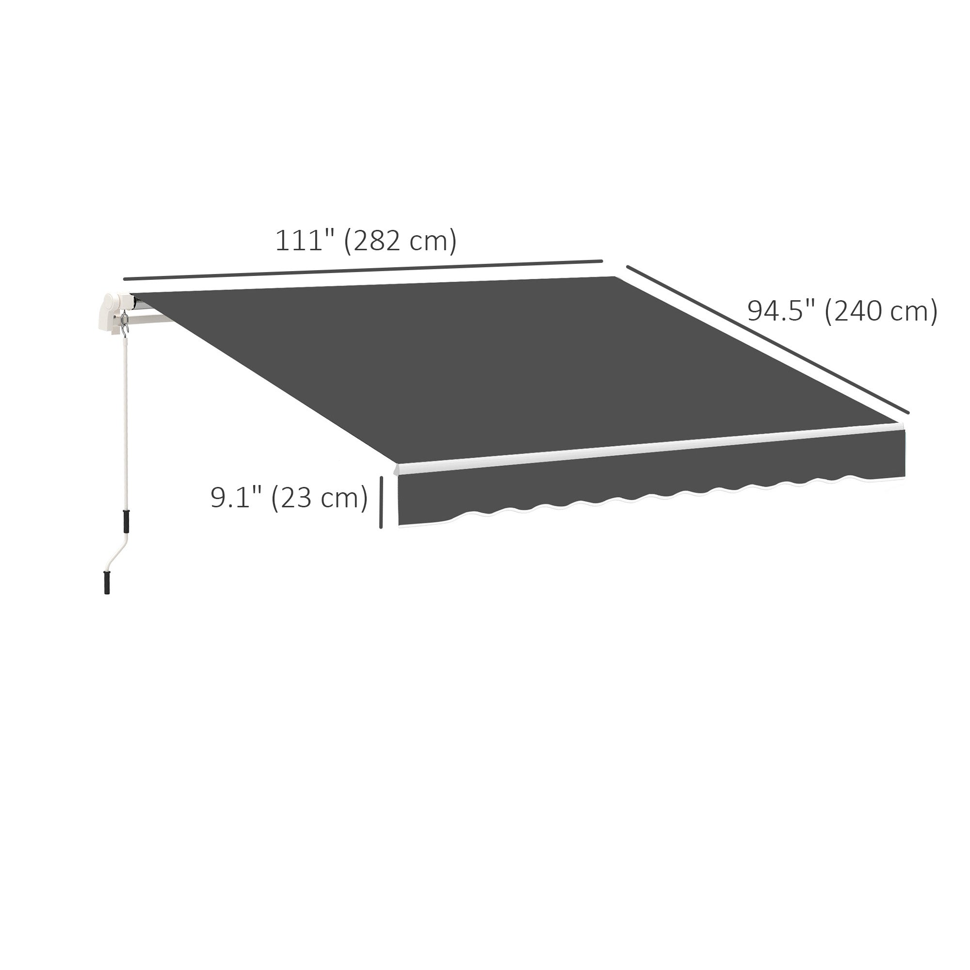 10' x 8' Retractable Awning Fabric Replacement Outdoor Sunshade Canopy Awning Cover, UV Protection, Grey