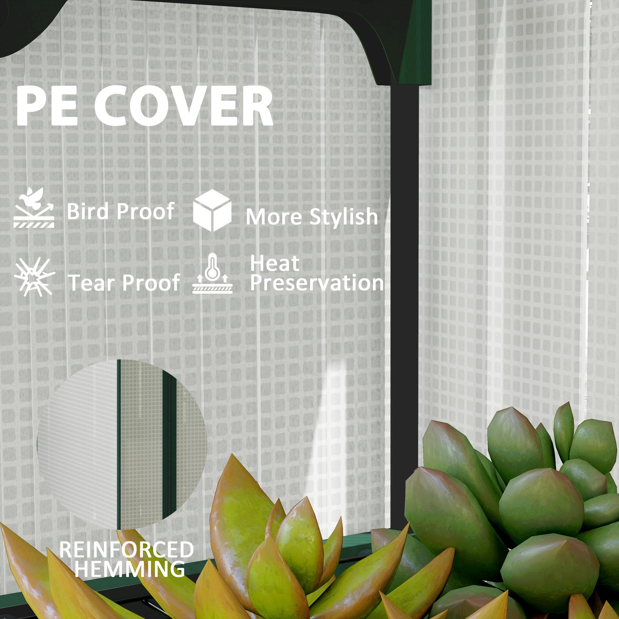 Mini Greenhouse with Screen Roof, Portable Small Greenhouse with Roll-Up Zipper Door, 27.6" x 19.7" x 62.2", White