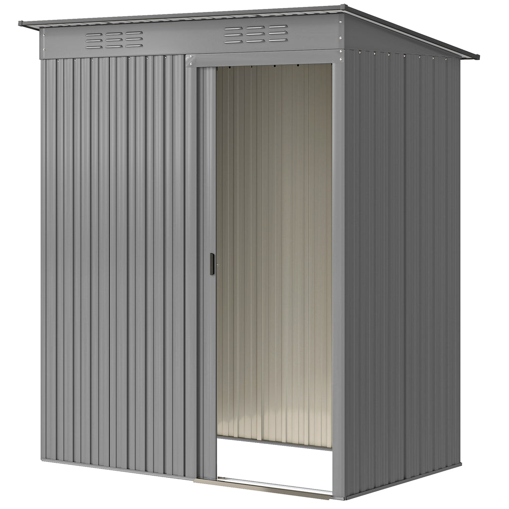 5.2' x 3.5' Outdoor Storage Shed, Easy to Assemble Metal Garden Shed, for Backyard, Lawn, Patio, Light Grey