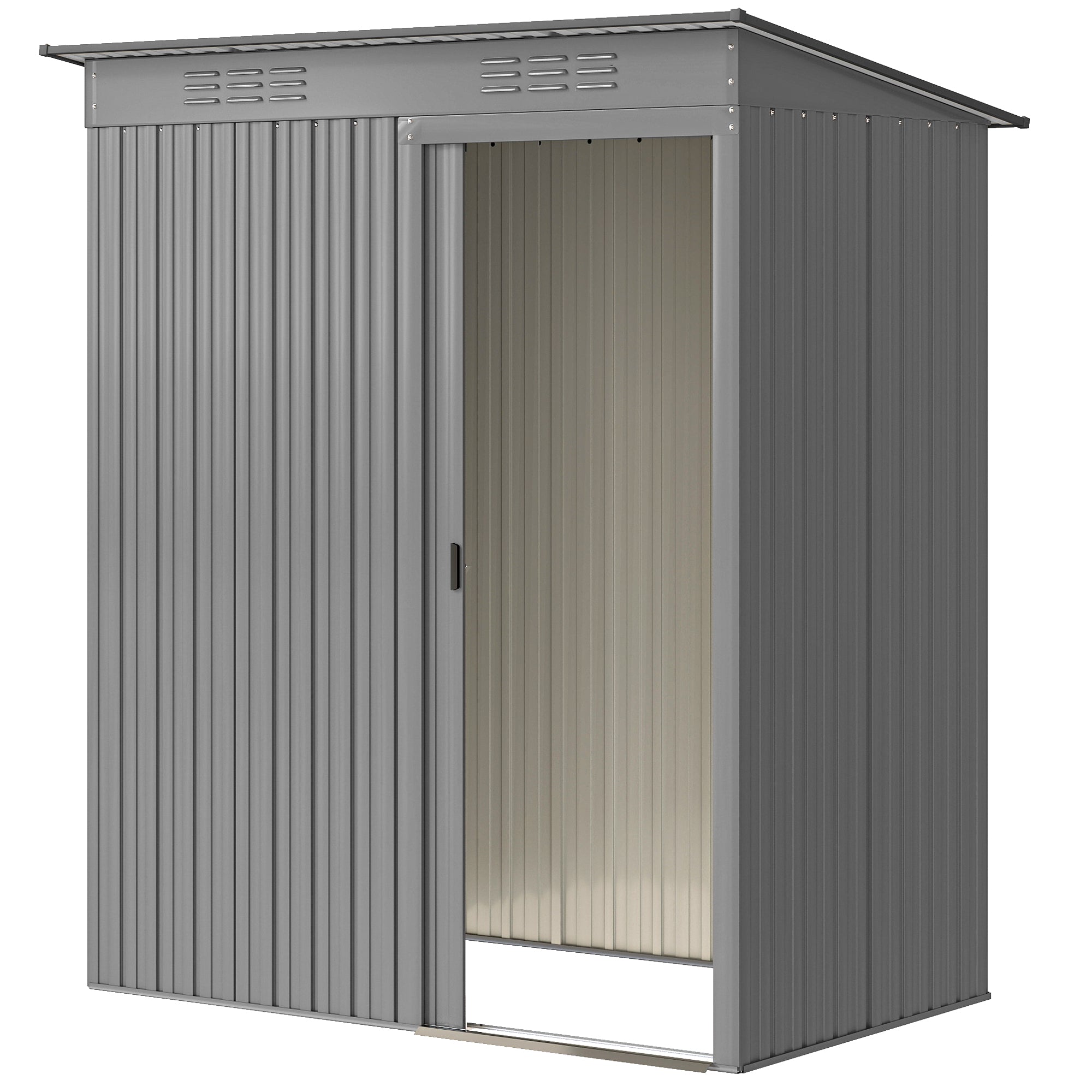 5.2' x 3.5' Outdoor Storage Shed, Easy to Assemble Metal Garden Shed, for Backyard, Lawn, Patio, Light Grey