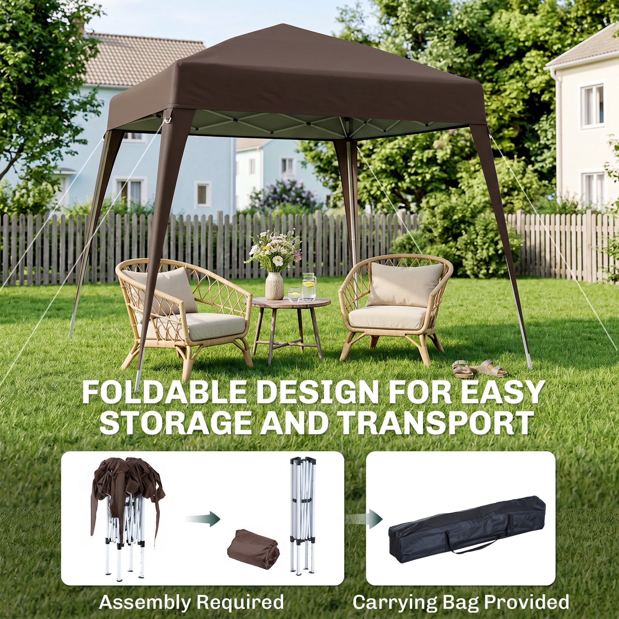8' x 8' Pop Up Canopy, Outdoor Folding Tent, Portable Party Tent with Carrying Bag for Camping, Party, Picnic, Coffee