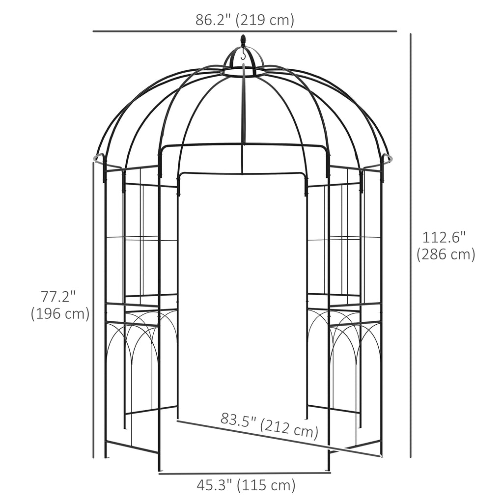 Birdcage Shape Arbour, Metal Garden Arbour Pergola Pavilion for Climbing Plants, Lights, French Style Arch Trellis
