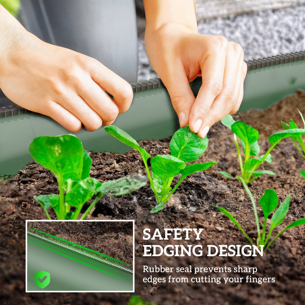 7.9 x 2 x 1ft Galvanized Raised Garden Bed Kit, Metal Planter Box with Safety Edging, Green