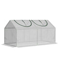 47" x 24" x 24" Portable Mini Tunnel Greenhouse Garden Planting Outdoor Flower Warm House Box with 2 Windows Steel Frame PE Cover, White