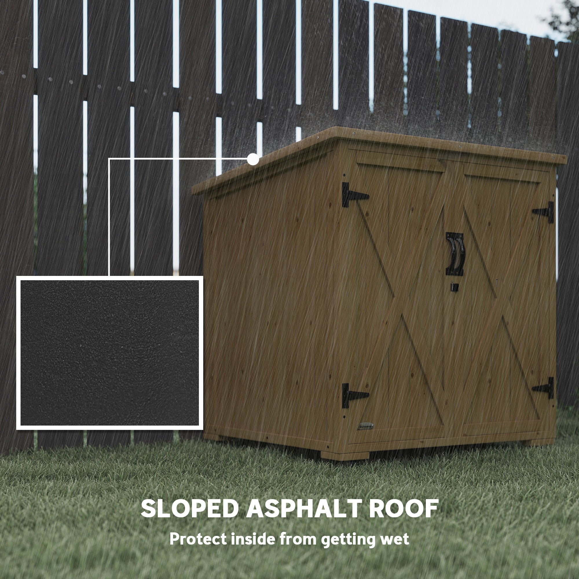 Wooden Outdoor Storage Cabinet, Garden Shed Potting Shed with Shelf and Double Doors, Natural