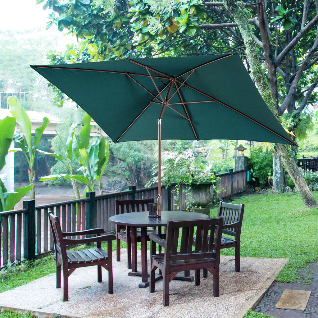 6.5x10ft Rectangle Aluminum Tilt Patio Umbrella Garden Market Parasol Outdoor Sunshade Canopy with Crank(Green)