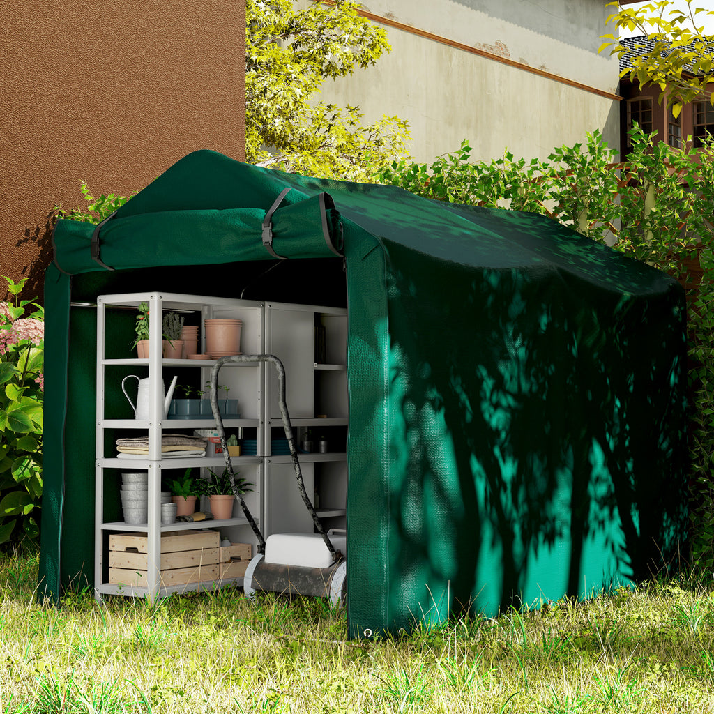 Outdoor Storage Shed, UV Resistant Bike Tent with Roll-up Zipper Door, Portable Shed for Bike, Motorcycle, Dark Green