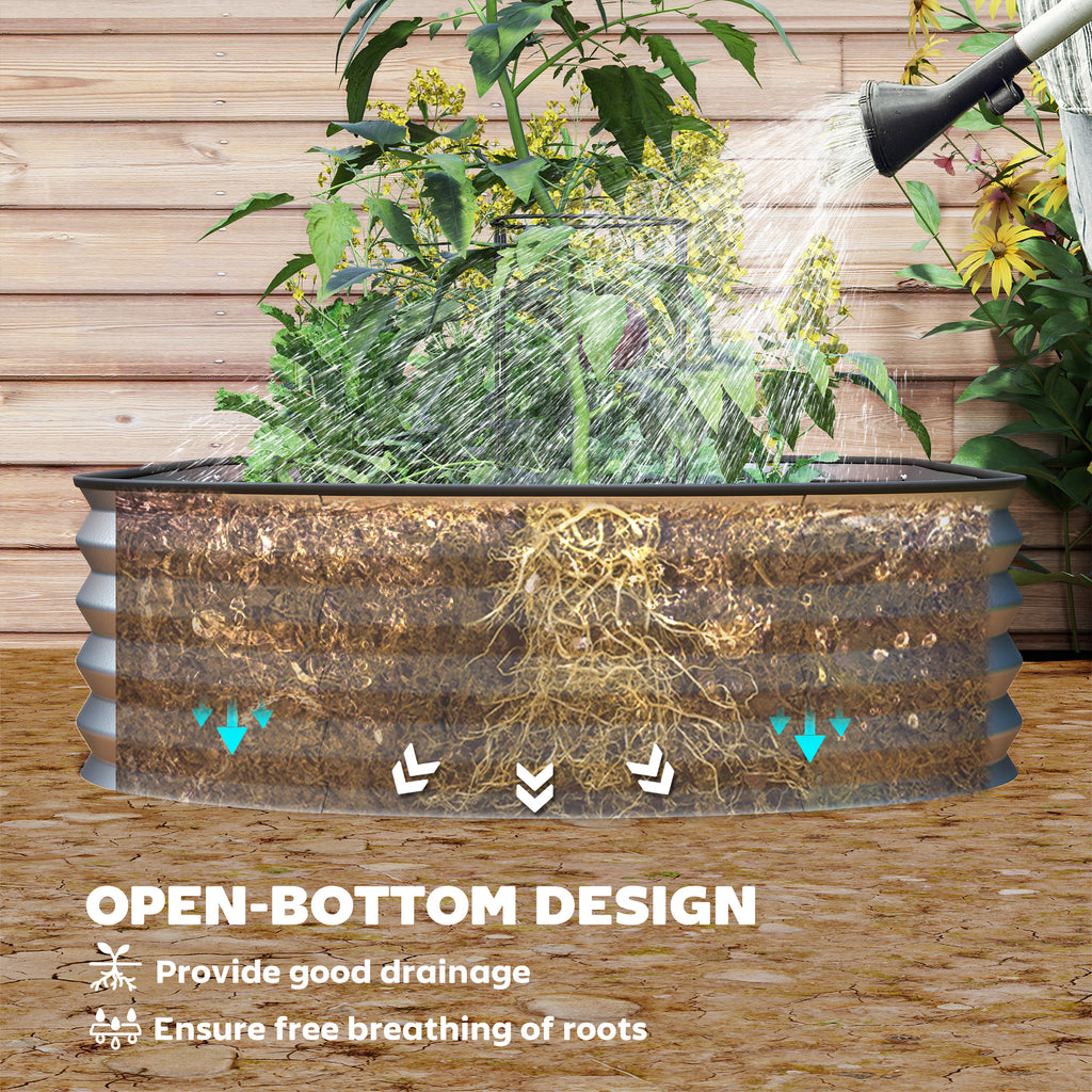 6' x 3' x 1' Large Outdoor Planter Box, Galvanized Raised Garden Bed with Metal Plant Stake, Silver