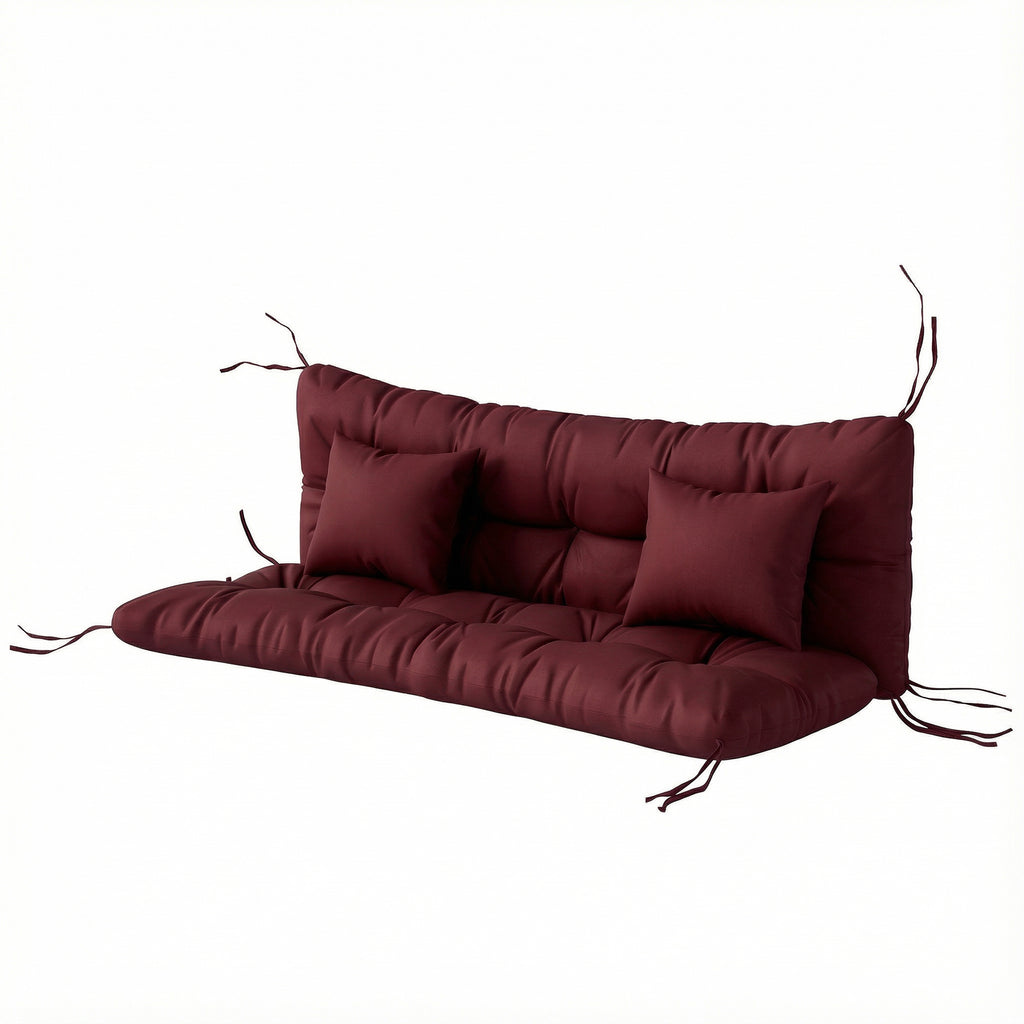 4-Piece Back and Seat Cushion Pillows Replacement and Pillows, Patio Chair Cushions Set with Ties, Wine Red