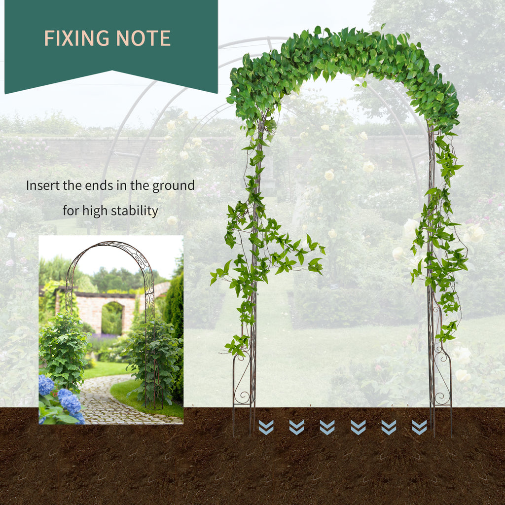 7.5ft Garden Metal Arch Outdoor Walkway Arbor for Decorative Climbing Vine Plants Party Wedding Ceremony Decoration Accessories Black