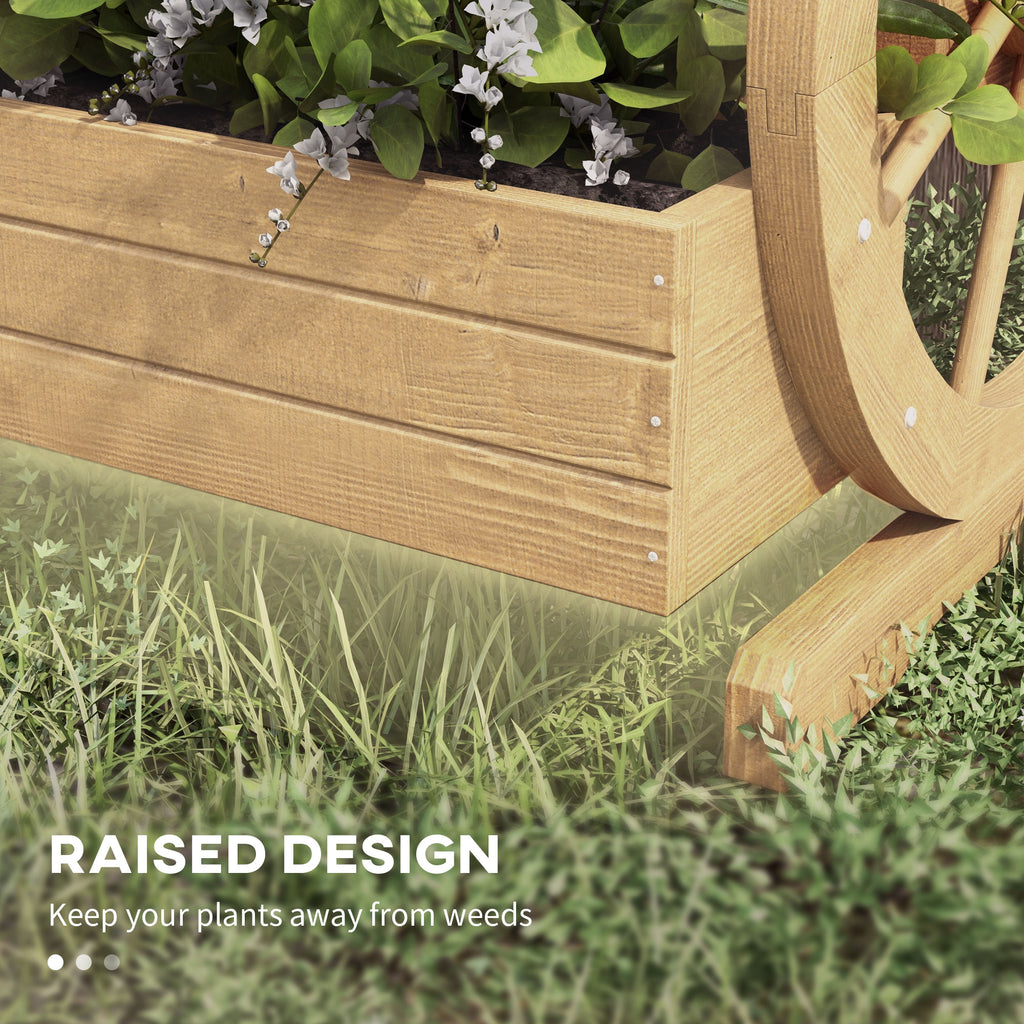 Wooden Wagon Planter Box, 3-Tier Raised Garden Bed, for Vegetables Flowers Herbs, 24" x 24" x 22", Natural