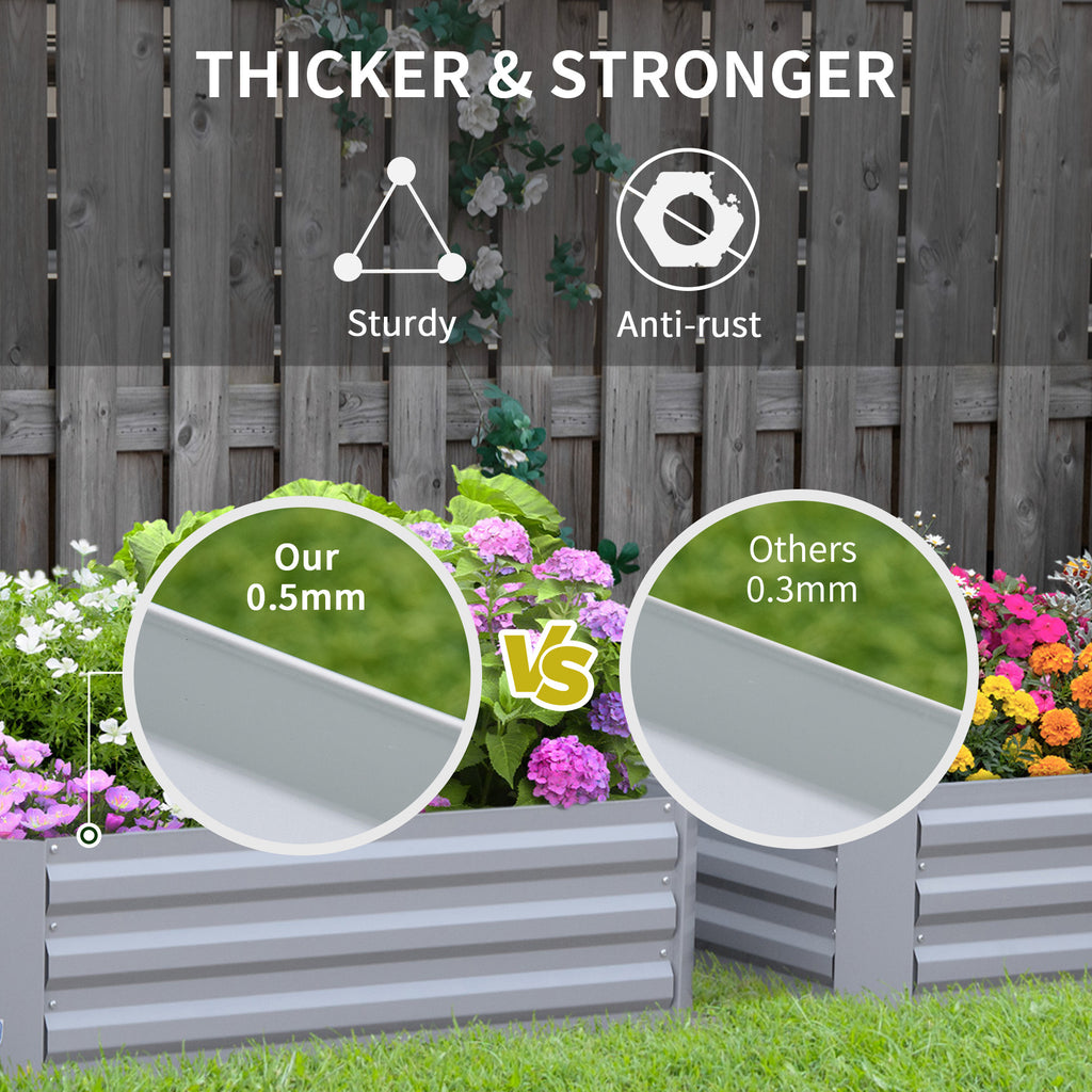 39" x 39" x 12" Set of 2 Raised Garden Bed, Elevated Planter Box with Galvanized Steel Frame for Growing Flowers, Herbs, Succulents, Grey
