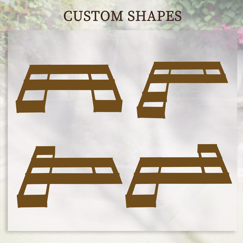 DIY 5-box Garden Planter with Open Bottom for Outdoor Plants, Vegetables, Flowers, Herbs, Brown