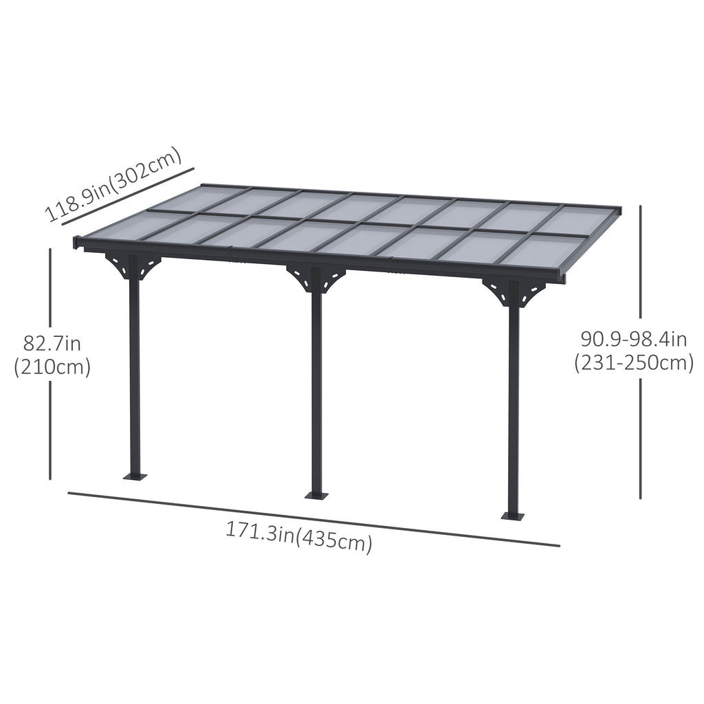 Outdoor Pergola with Adjustable Height, 14ft x 10ft Outdoor Hardtop Pergola Gazebo, Restaurants & Homes, Grey
