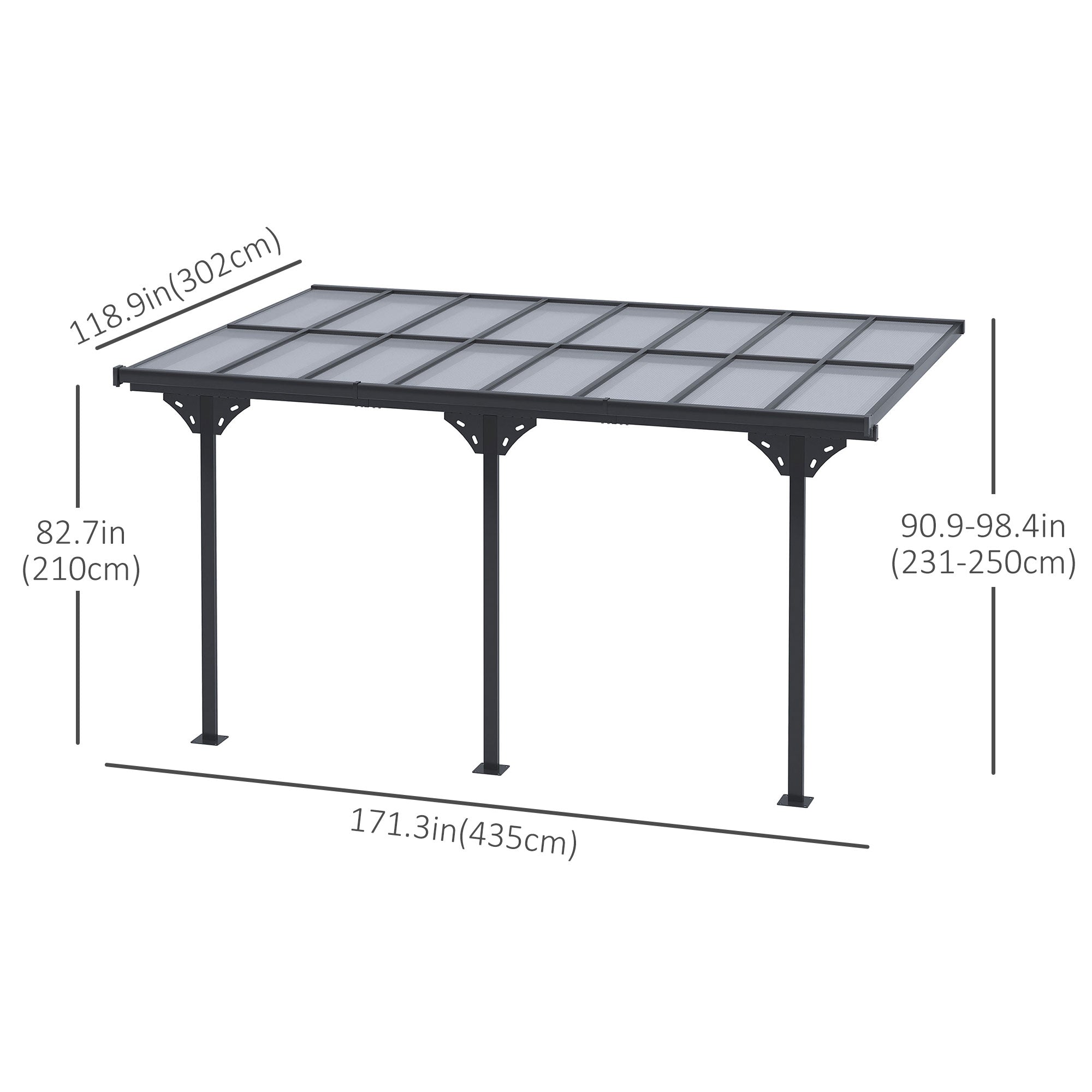 Outdoor Pergola with Adjustable Height, 14ft x 10ft Outdoor Hardtop Pergola Gazebo, Restaurants & Homes, Grey