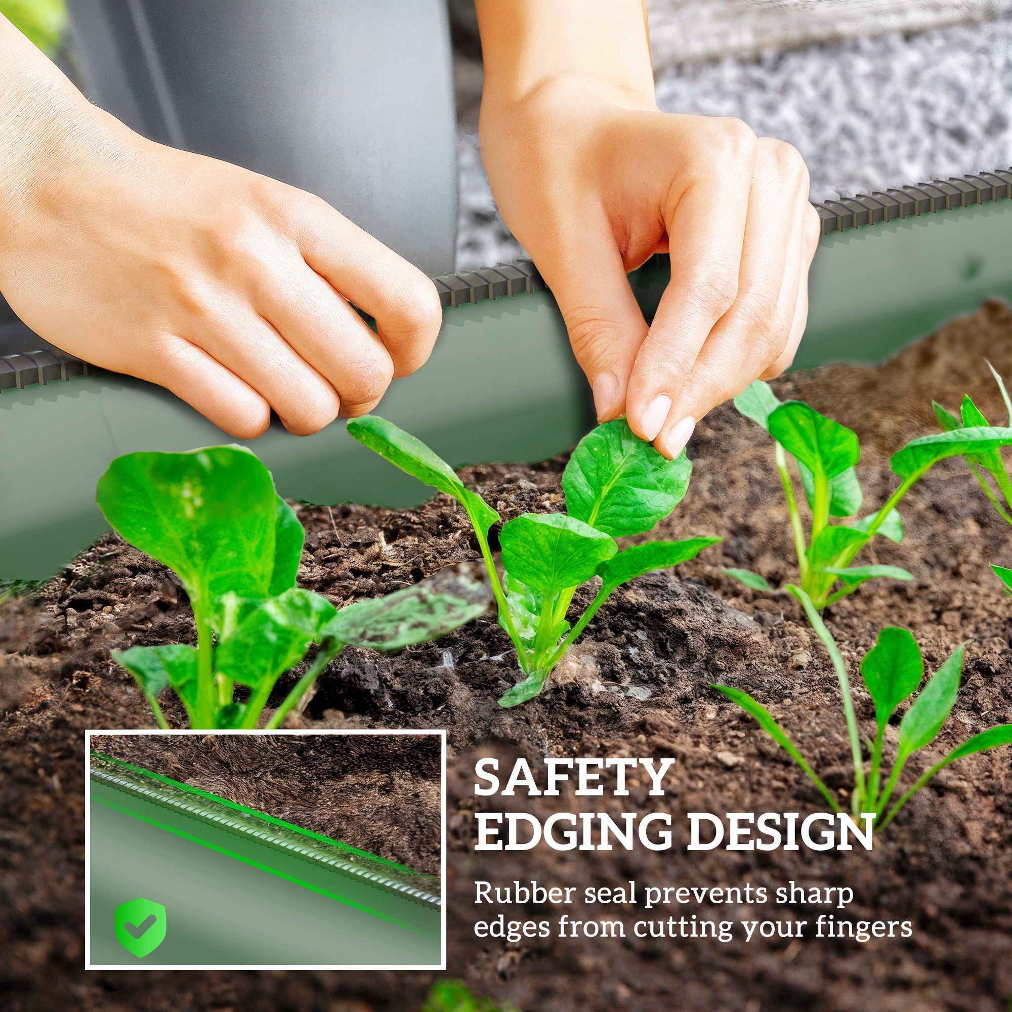4.9 x 2 x 1ft Galvanized Raised Garden Bed Kit, Metal Planter Box with Safety Edging, Green