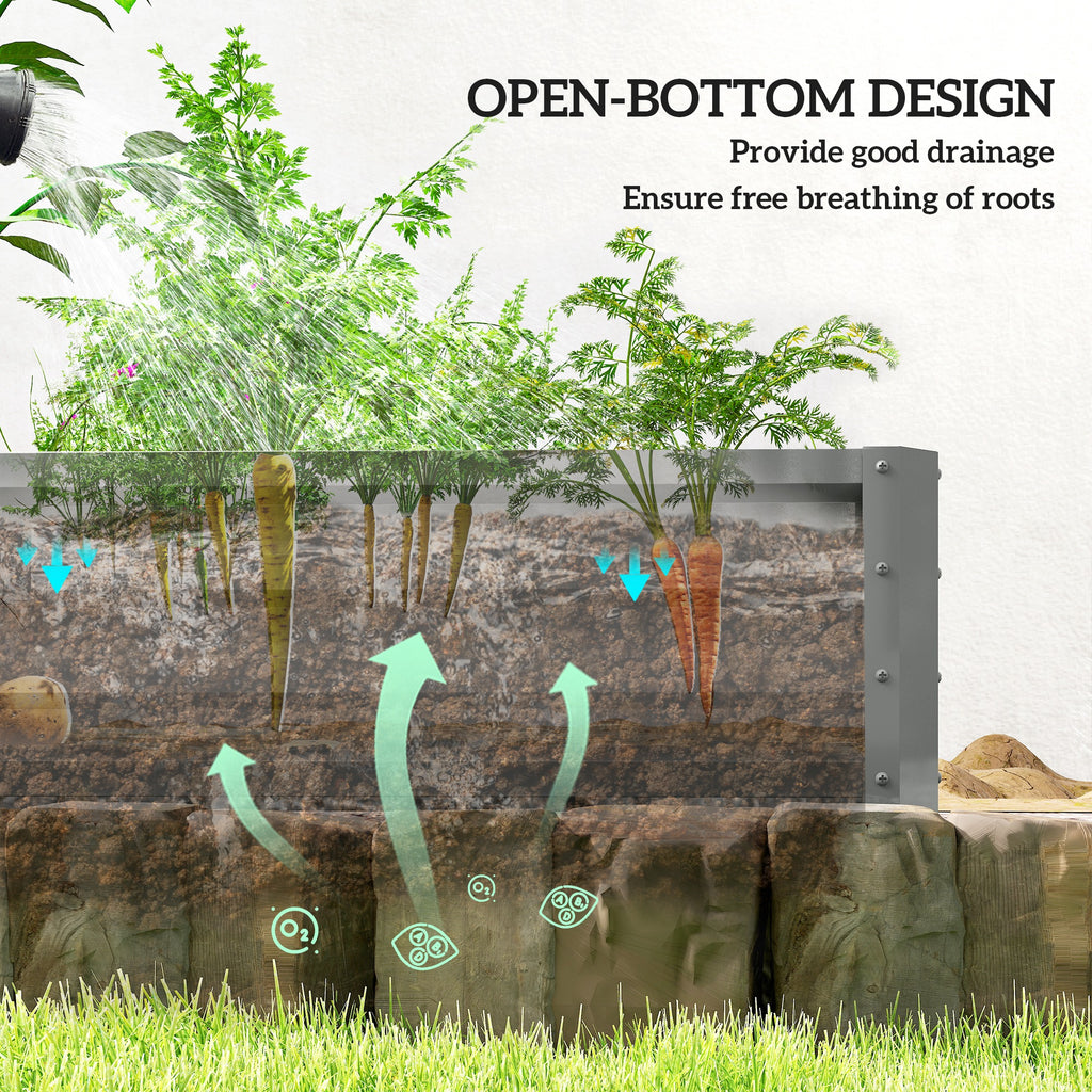 L-Shaped Raised Garden Bed, 82" x 109" x 12" Galvanized Steel Planter Box with Multi-reinforced Rods for Vegetables, Flowers and Herbs, Light Grey