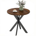 29" Dining Table, Contemporary Round Kitchen Table with Steel Legs, Walnut