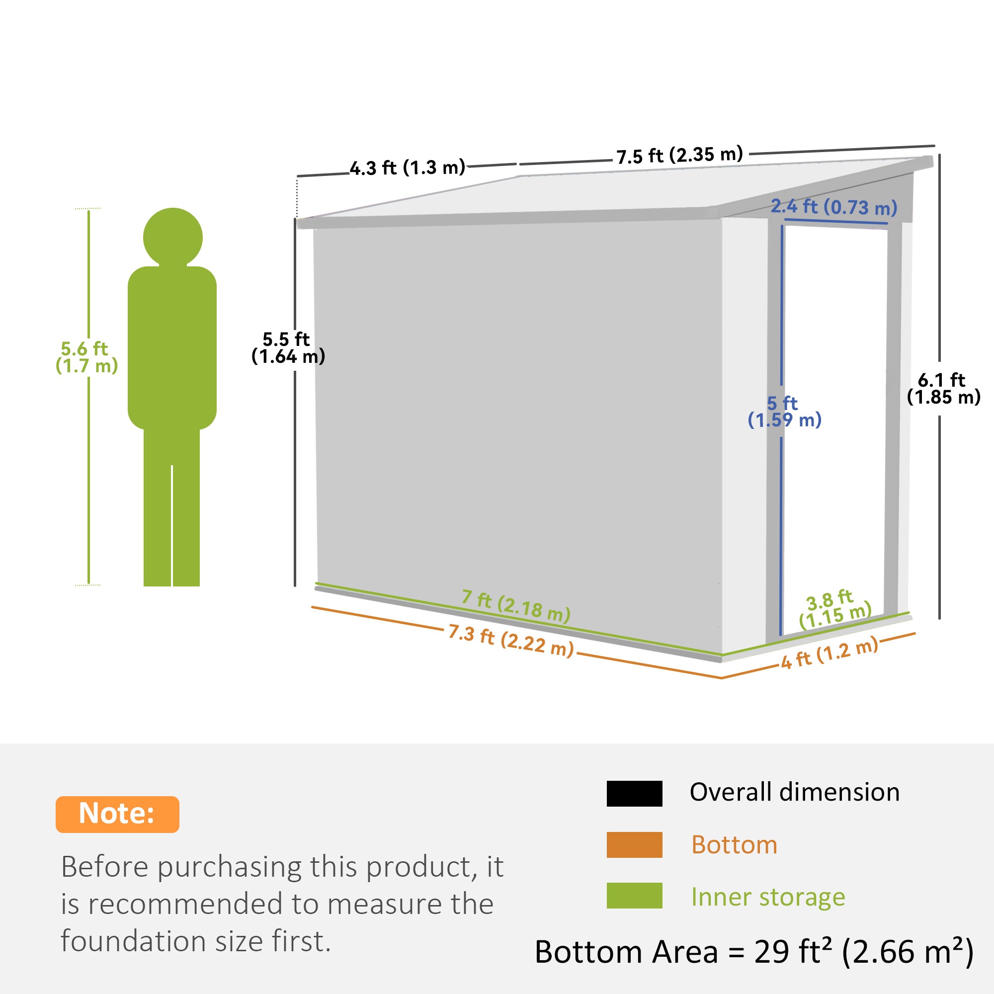 4' x 8' Outdoor Storage Shed Lean to Shed Outdoor Metal Tool Shed with Lockable Door and Air Vents, Light Grey