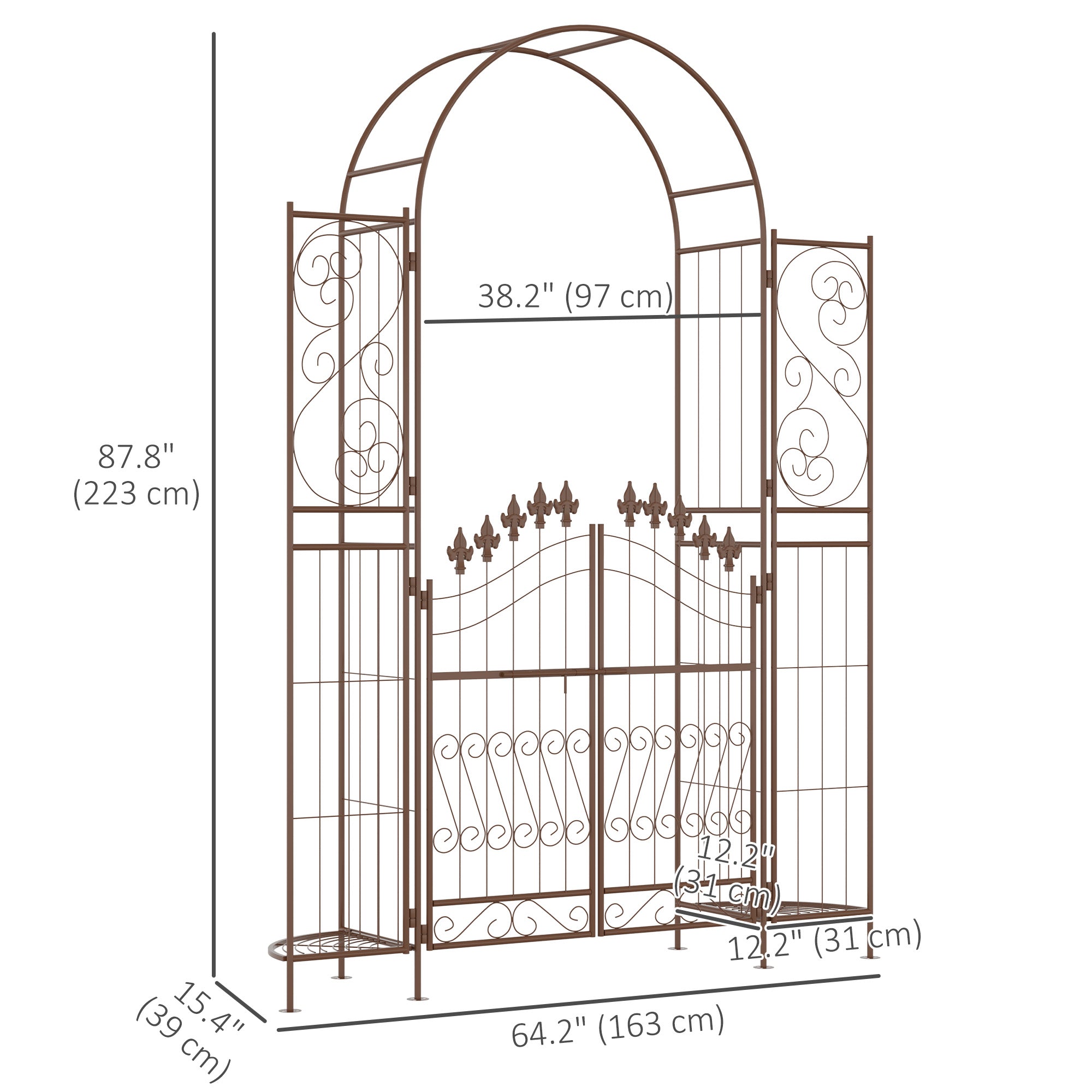 7ft Garden Arch Trellis, Metal Arch, Outdoor Garden Arbor for Climbing Plants, Wedding Decoration