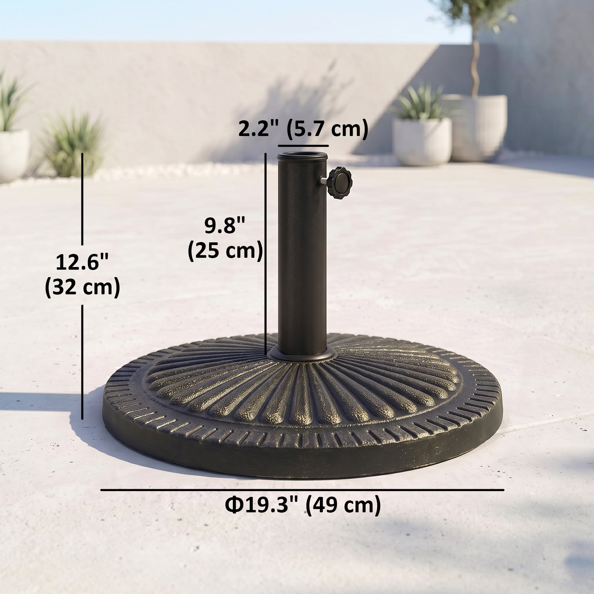 31 lbs Resin Round Market Umbrella Base Holder 19" Decorative Parasol Stand for Patio, Outdoor, Backyard, Bronze